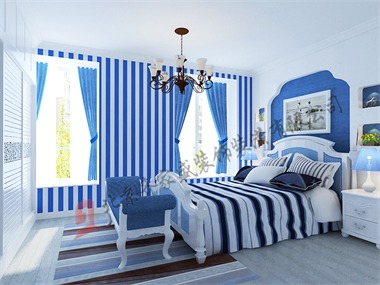 本案为地中海风格，蓝色与白色的巧妙搭配，让人仿佛正