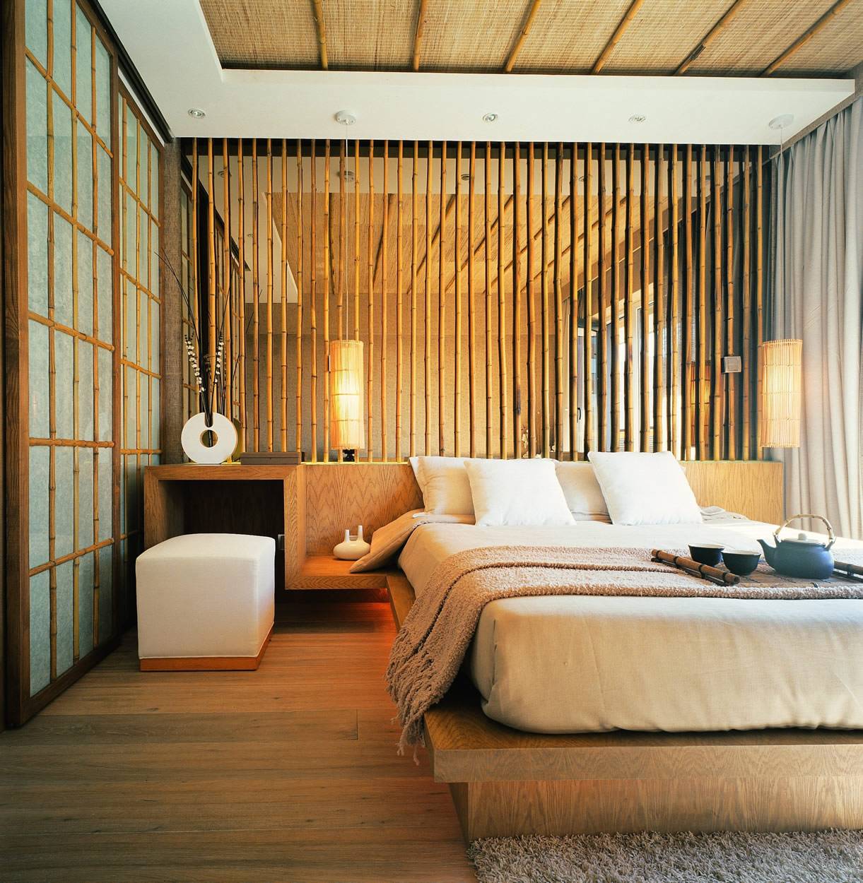 日式卧室背景墙实景图