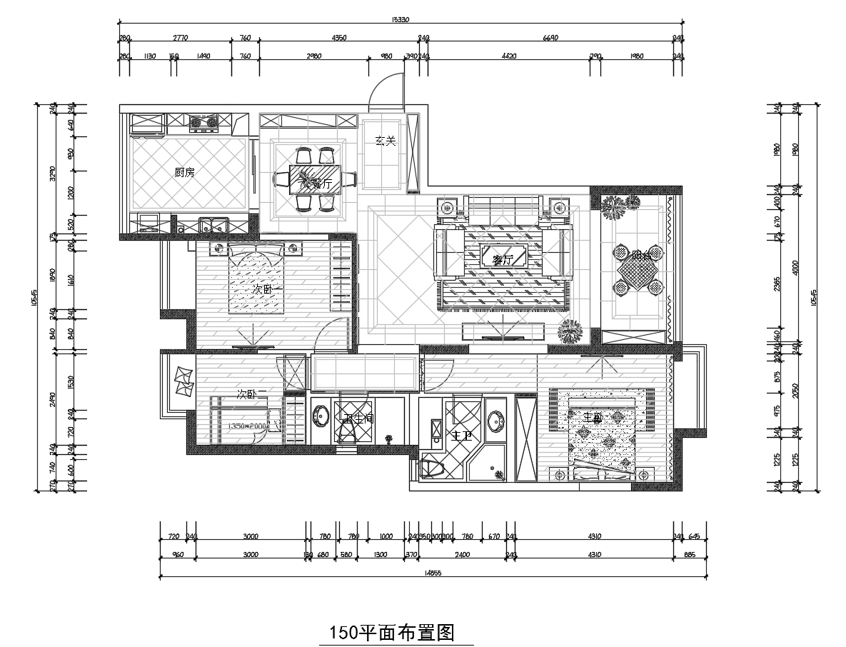 美信海公館150平方案平面圖