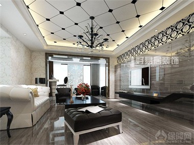 本居室风格定位为新古典现代欧式，典雅的黑白灰贯穿整