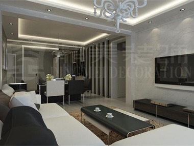 本方案在总体色彩搭配上采用了黑白灰的经典色调，客厅
